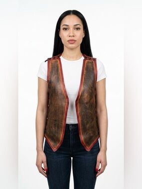 VINTAGE Y2K LEATHER VEST WITH LACE-UP SIDES WOMAN